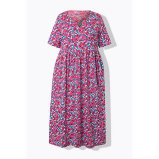 Ulla Popken Maxi Abito Taglio Svasato Scollo a Tunica Mezze Maniche  