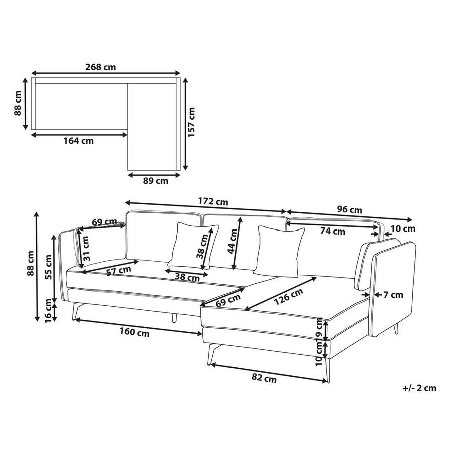 Beliani Ecksofa aus Samtstoff  ALTAN  