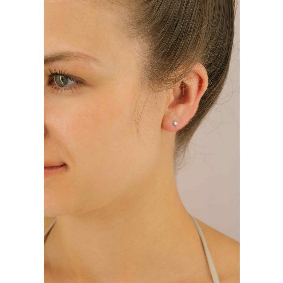 MUAU Schmuck  Solitär Ohrstecker Zargen-Fassung Weissgold 750 Brillanten 0.16ct. 5mm 