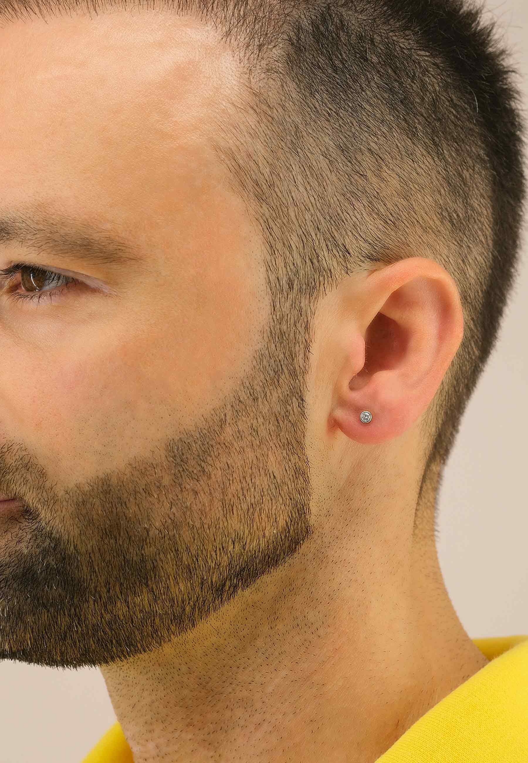 MUAU Schmuck  Solitär Ohrstecker Zargen-Fassung Weissgold 750 Brillanten 0.16ct. 5mm 