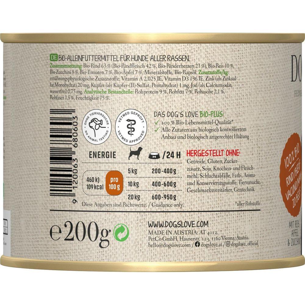 Dog's Love  Bio Rind, Reis, Apfel & Zucchini, 200g 