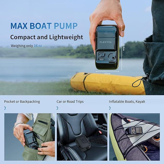 Flextail  MAX BOAT PUMP kabellose Luftpumpe für Boot und Kajak 