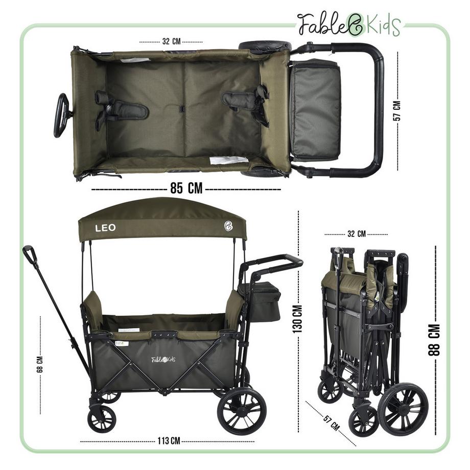 FableKids  Bollerwagen LEO X2Lite mit Dach faltbarer Transportwagen 