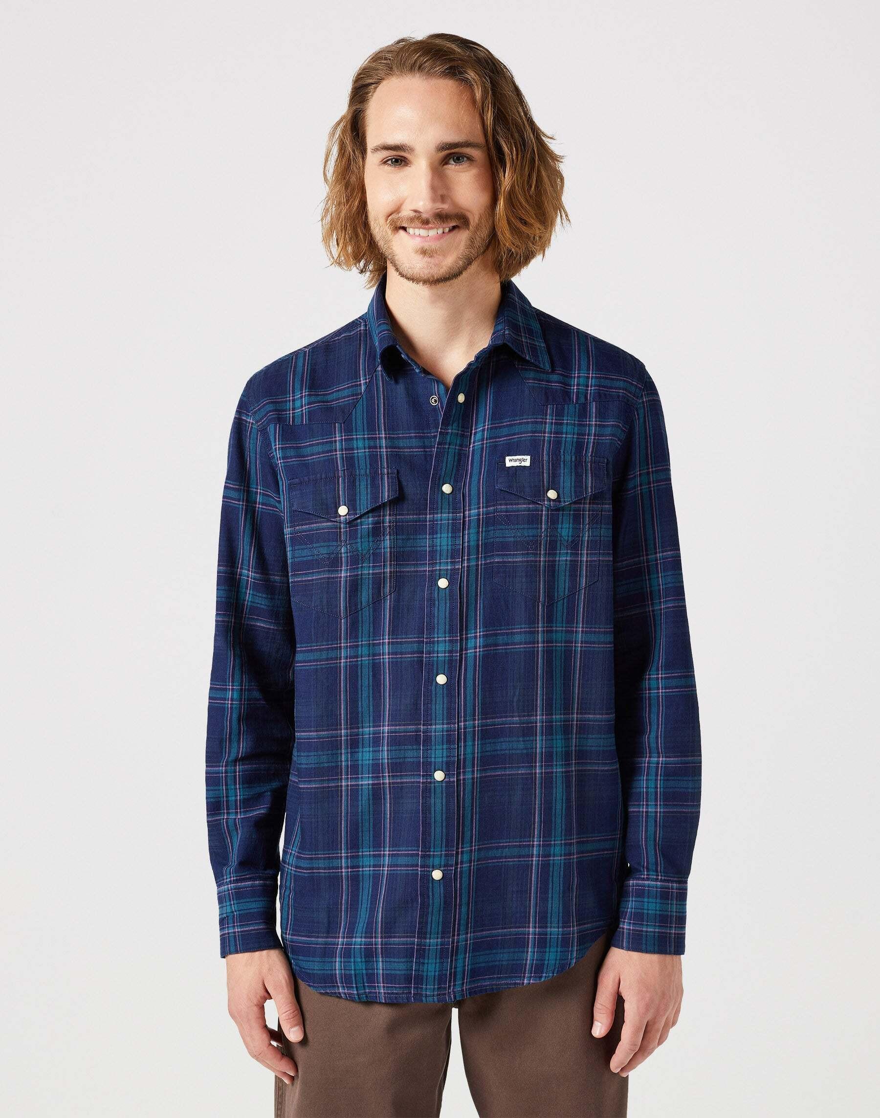 Image of Hemden Longsleeves Western Shirt Herren Blau L