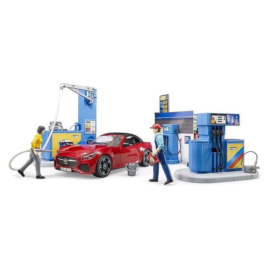 bruder  62111 - bworld Tankstelle mit Fahrzeug und Waschplatz 