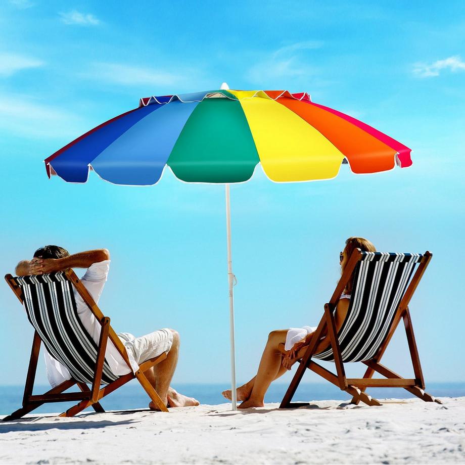 Northix Parasol de plage 243 cm, parasol d'extérieur, parasol de plage inclinable en aluminium, coloré  