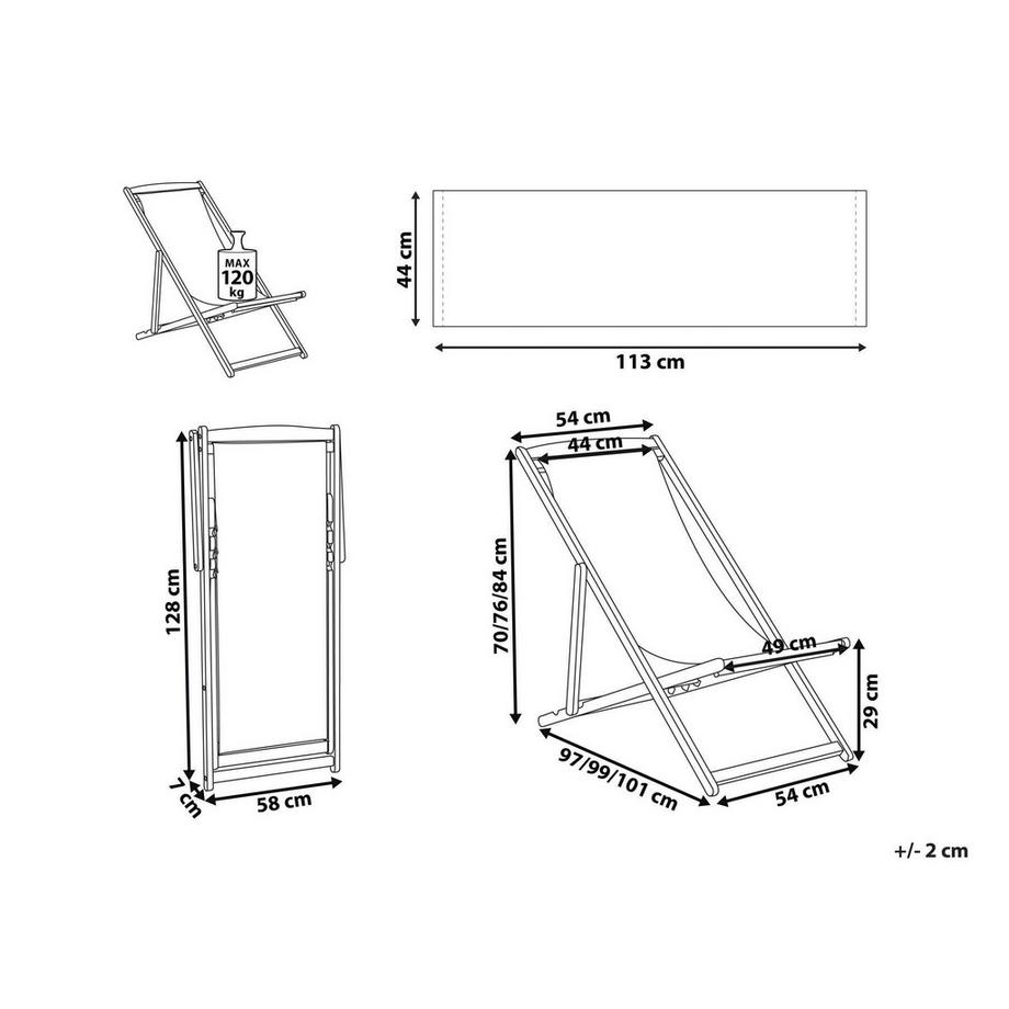 Beliani Klappbarer Liegestuhl aus Stoff  ANZIO  