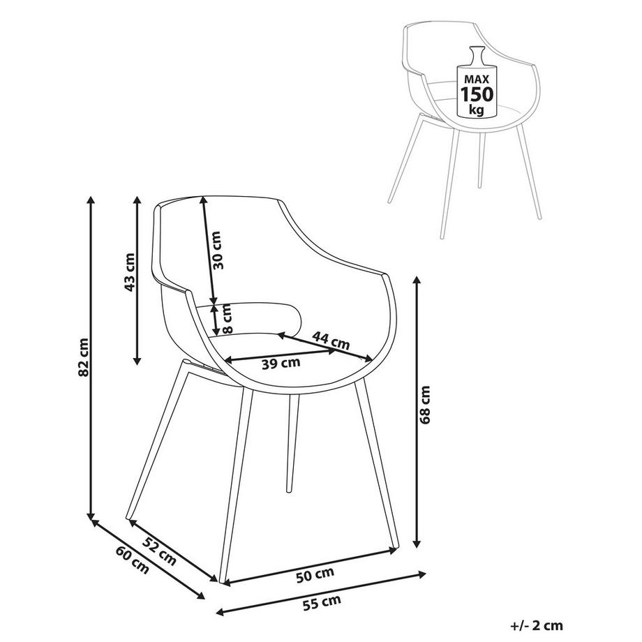 Beliani Lot de 4 chaises de salle à manger en Matière synthétique Minimaliste MILLERS  