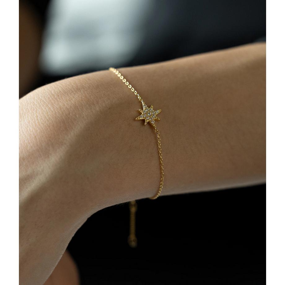 PHANTASYA  Étoile avec zirconia Bracelet 1600 Plaqué rhodium 