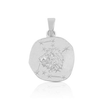 Pendentif signe du zodiaque lion en or blanc 750, 16x22mm