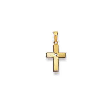 Anhänger Kreuz Gelbgold 750 Diamant 0.02ct. 25x12mm