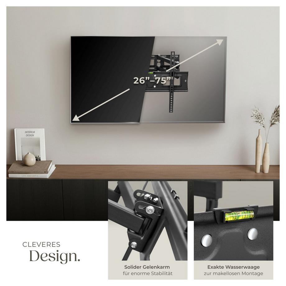 Tectake  Support mural de télévision  pour 26 - 75 pouces (66 - 191 cm) 