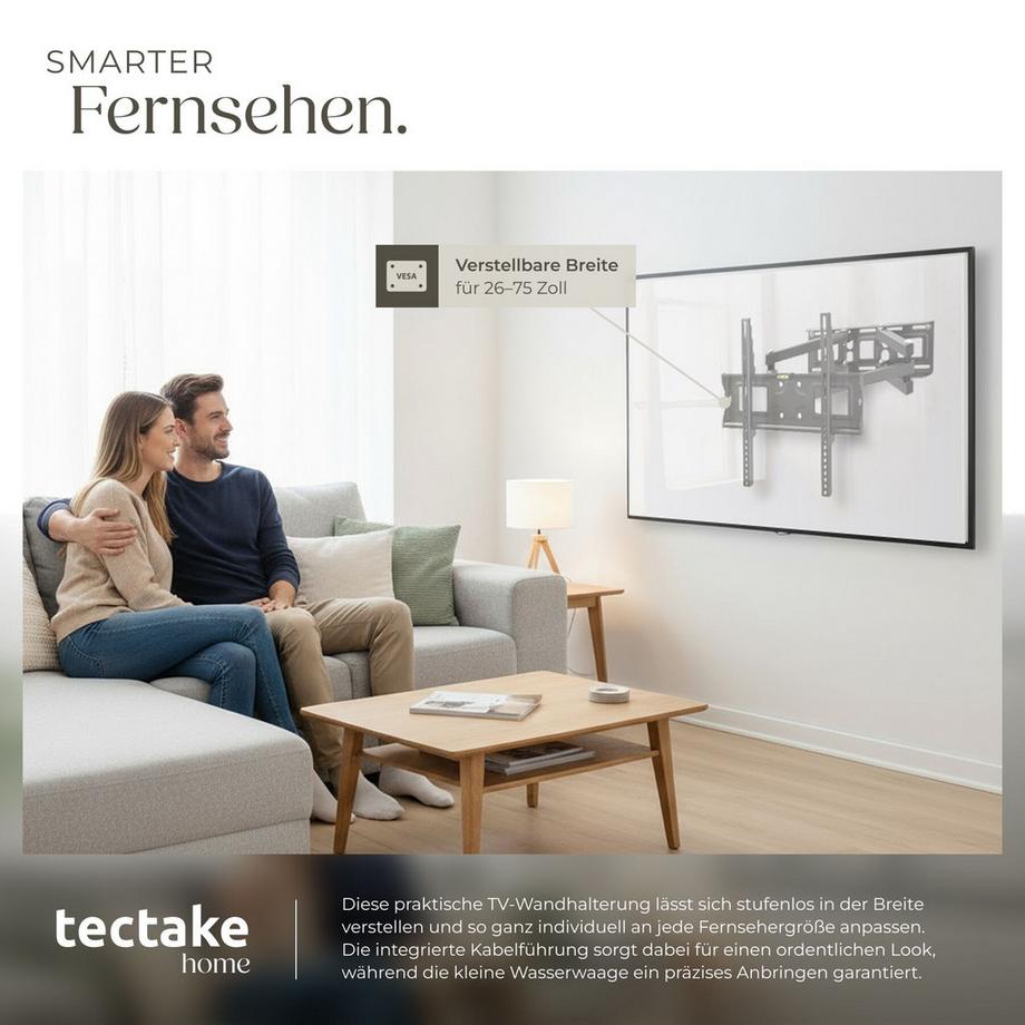 Tectake  Support mural de télévision  pour 26 - 75 pouces (66 - 191 cm) 