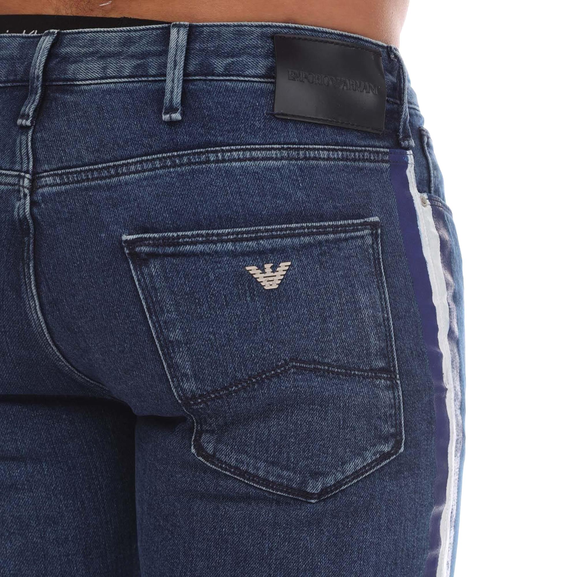 ARMANI J06 Slim Fit Jeans mit Seitenstreifen  