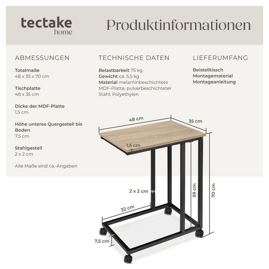 Tectake Table d'appoint LUTON style industriel  