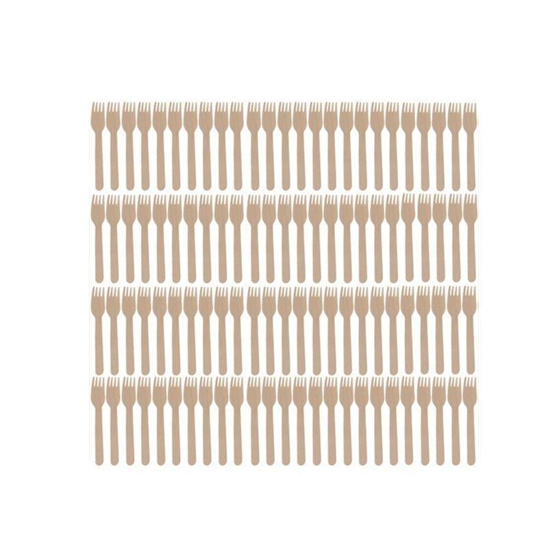 Ruhhy Gabeln aus ungebleichtem Holz – 100 Stück  
