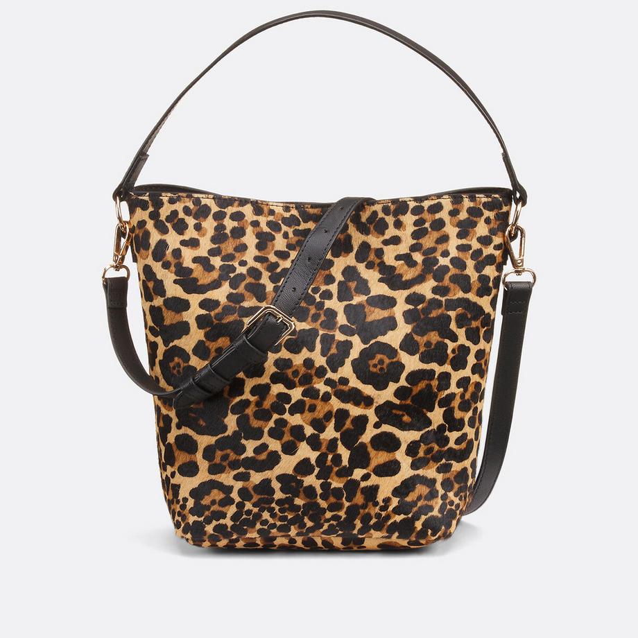La Redoute Collections Borsa a Secchiello in Pelle Leopardata  