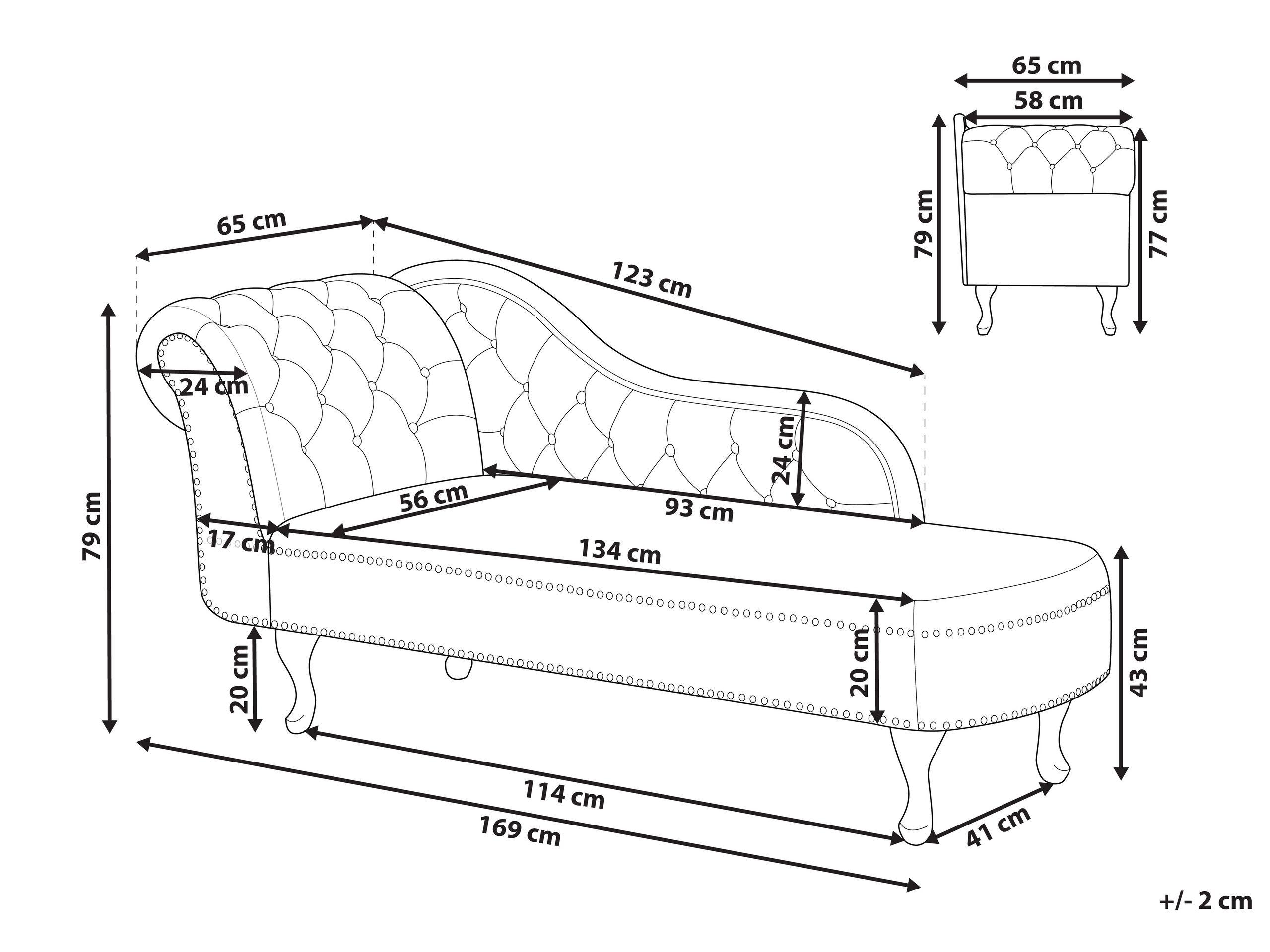 Beliani Chaise longue versione sinistra en Velluto Classico NIMES  