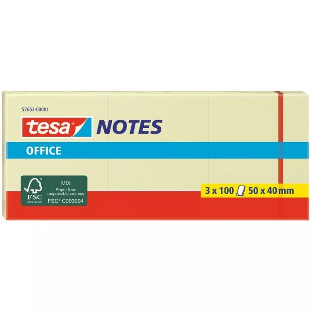 tesa 57653-00001-05 Sticky Note 50x40mm Yellow 3pcs for office & home