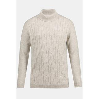 JP1880  Pullover, Zopfmuster, Rollkragen 