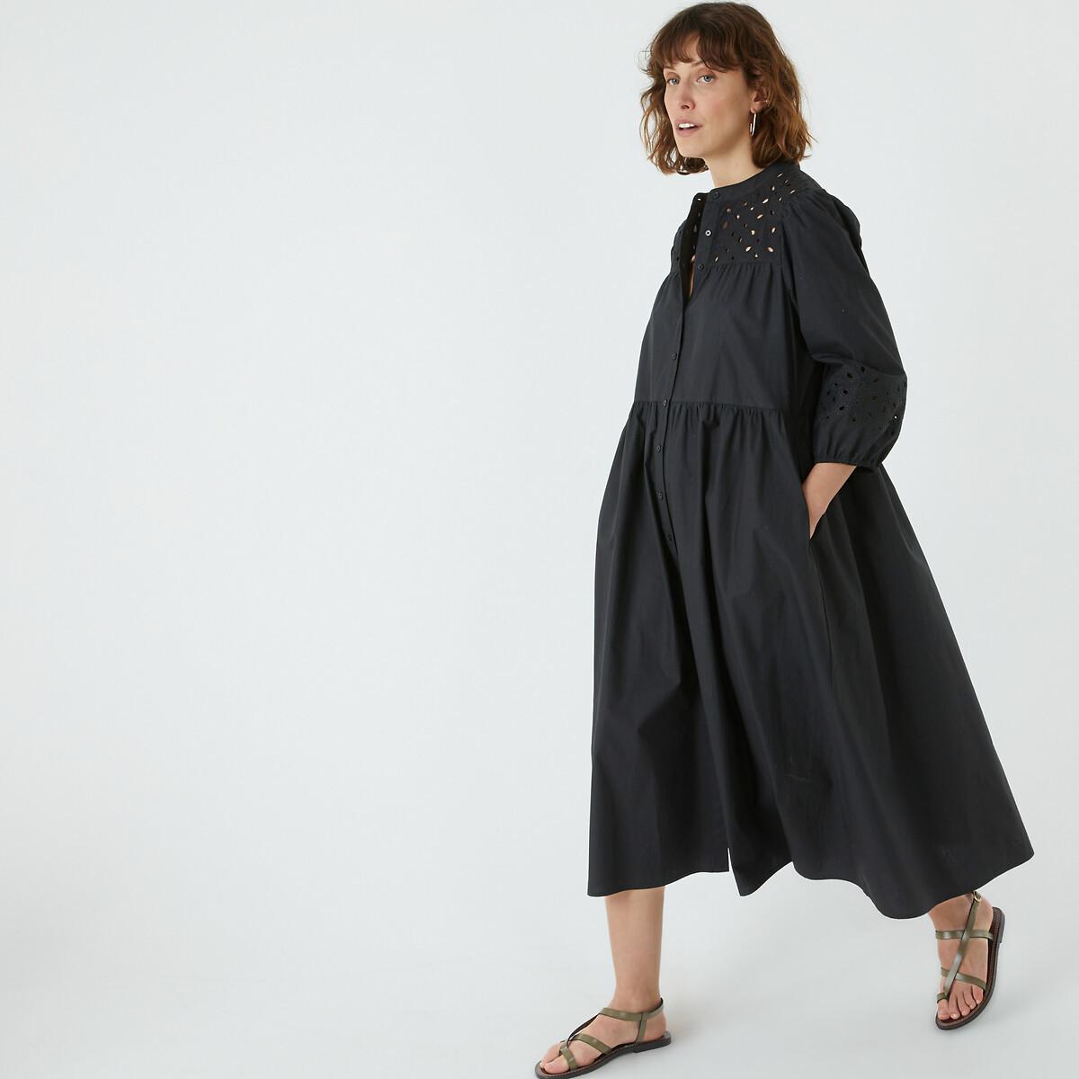 Image of Langes Kleid Mit Stickereien & A-linie Damen Schwarz 40