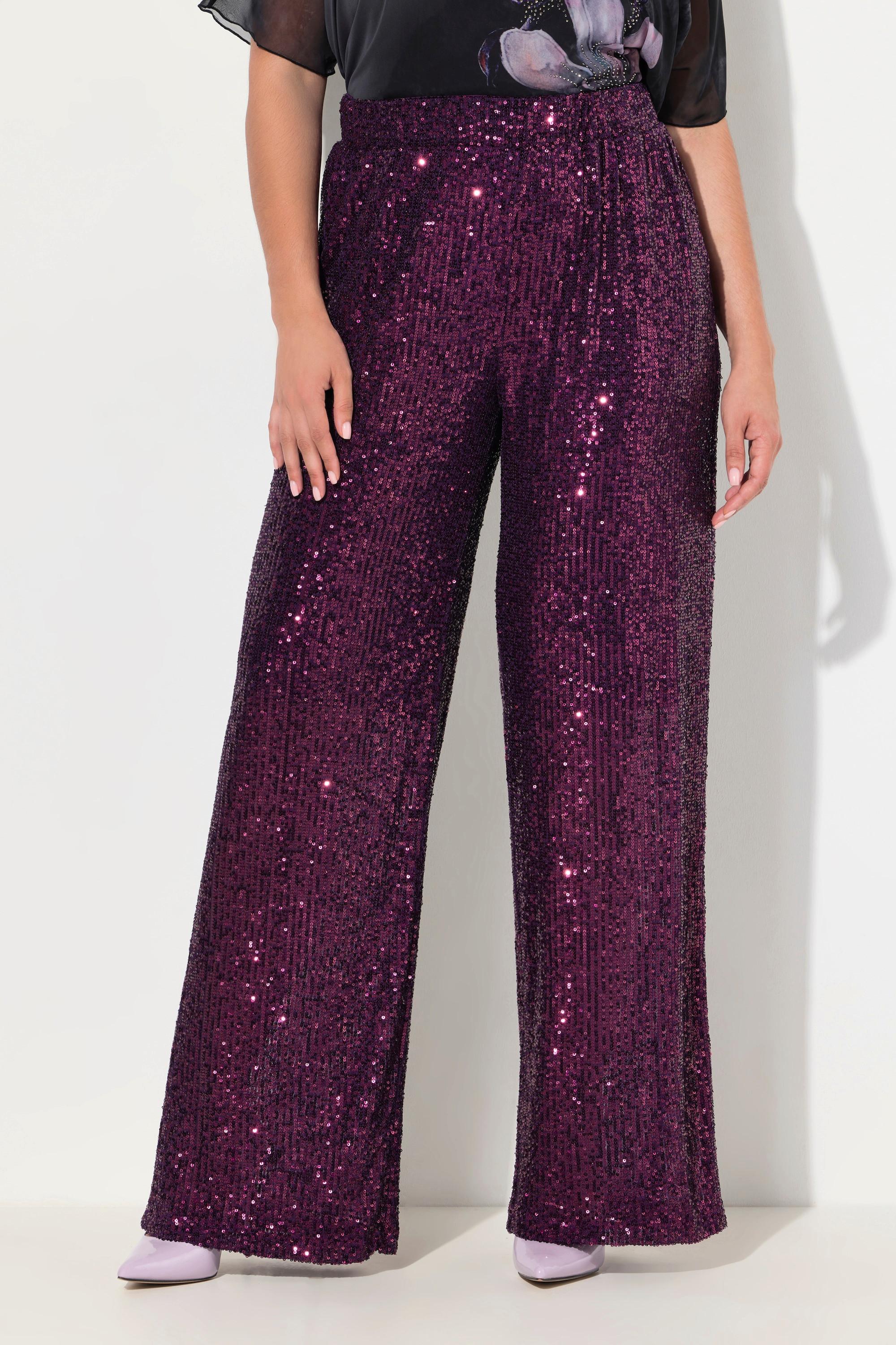 Ulla Popken  Pantalon à sequins. Taille élastique et jambe large 