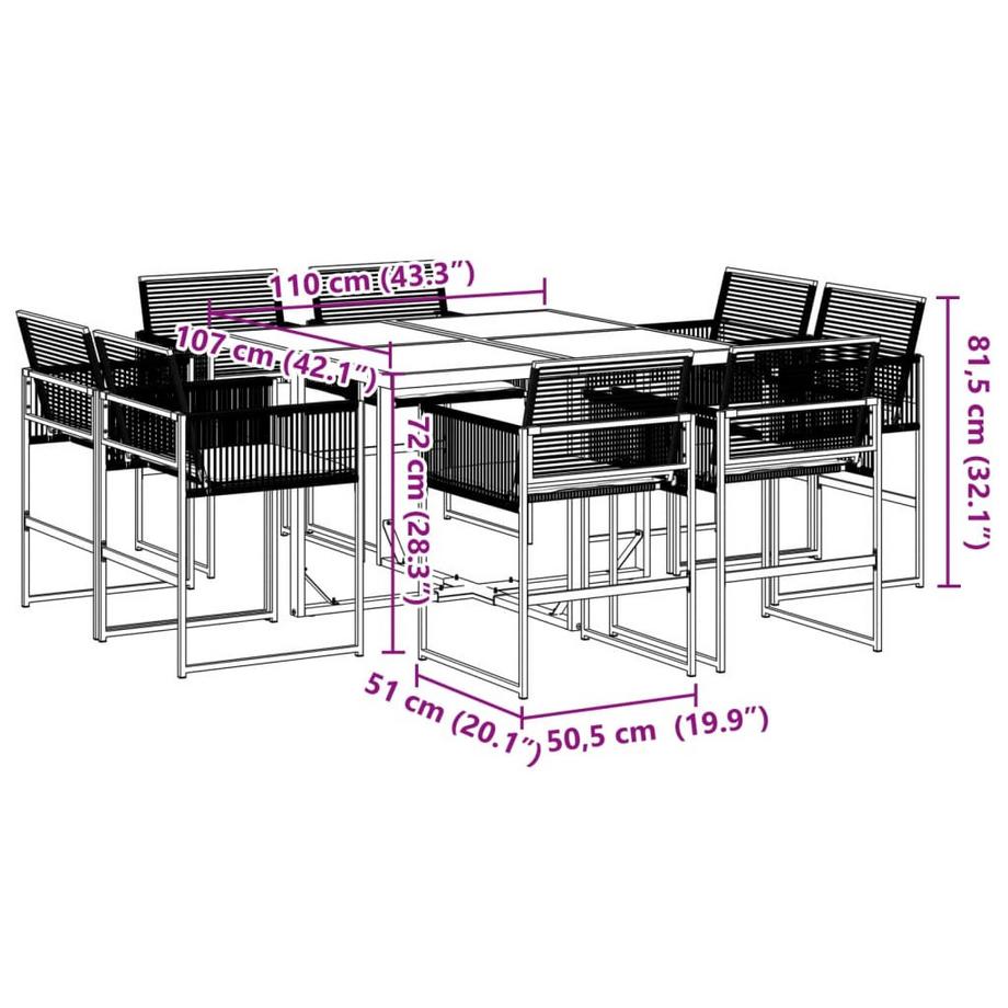 VidaXL set da pranzo da giardino Polirattan  