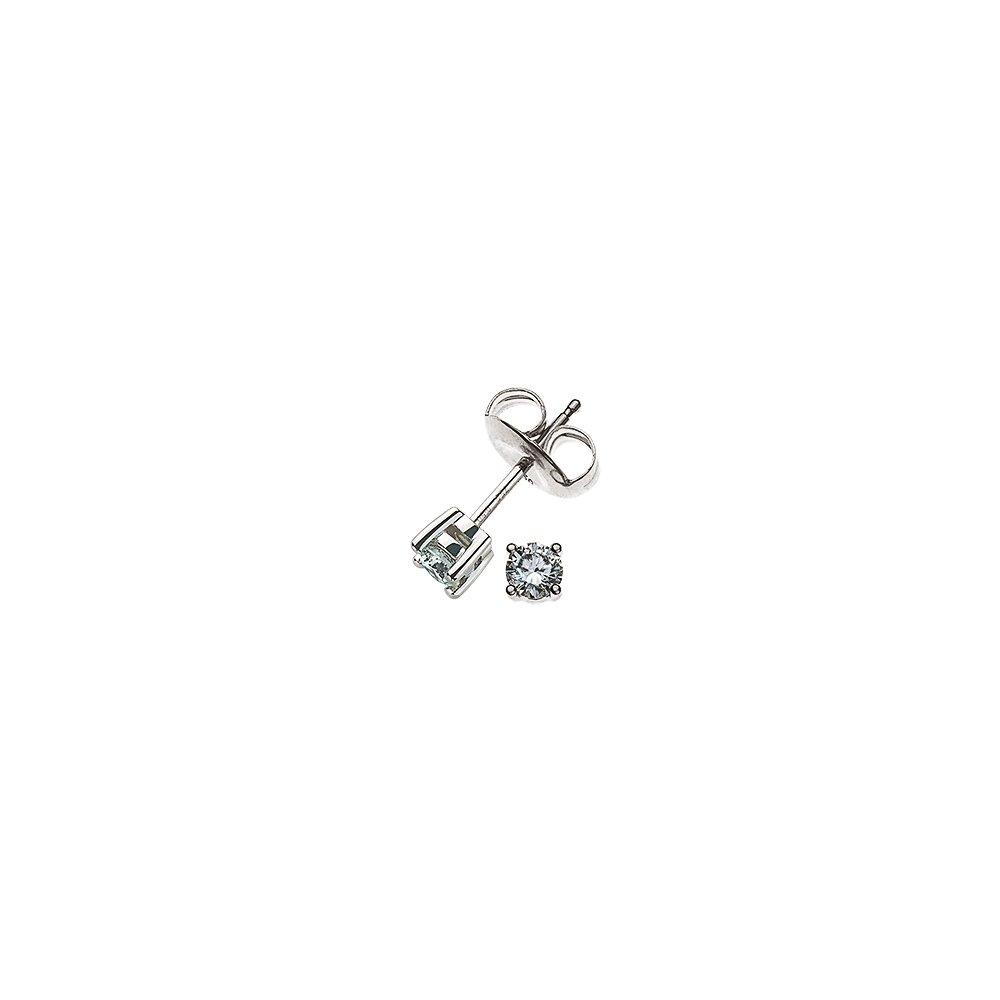 Image of Solitär Ohrstecker 4-griff-fassung Weissgold 750 Brillanten 0.10ct. 3mm Damen Silber ONE SIZE