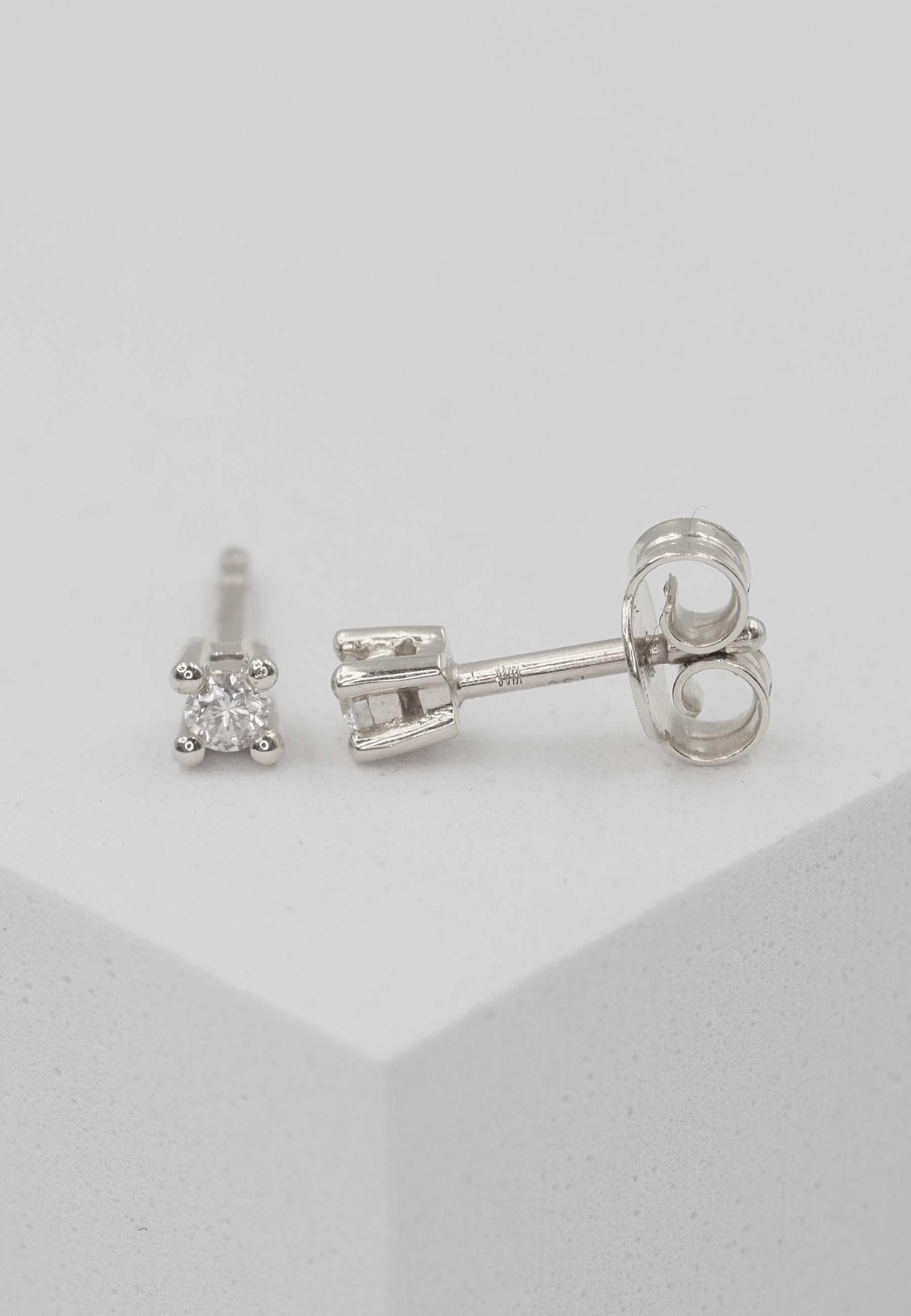 MUAU Schmuck  Solitär Ohrstecker 4-Griff-Fassung Weissgold 750 Brillanten 0.10ct. 3mm 