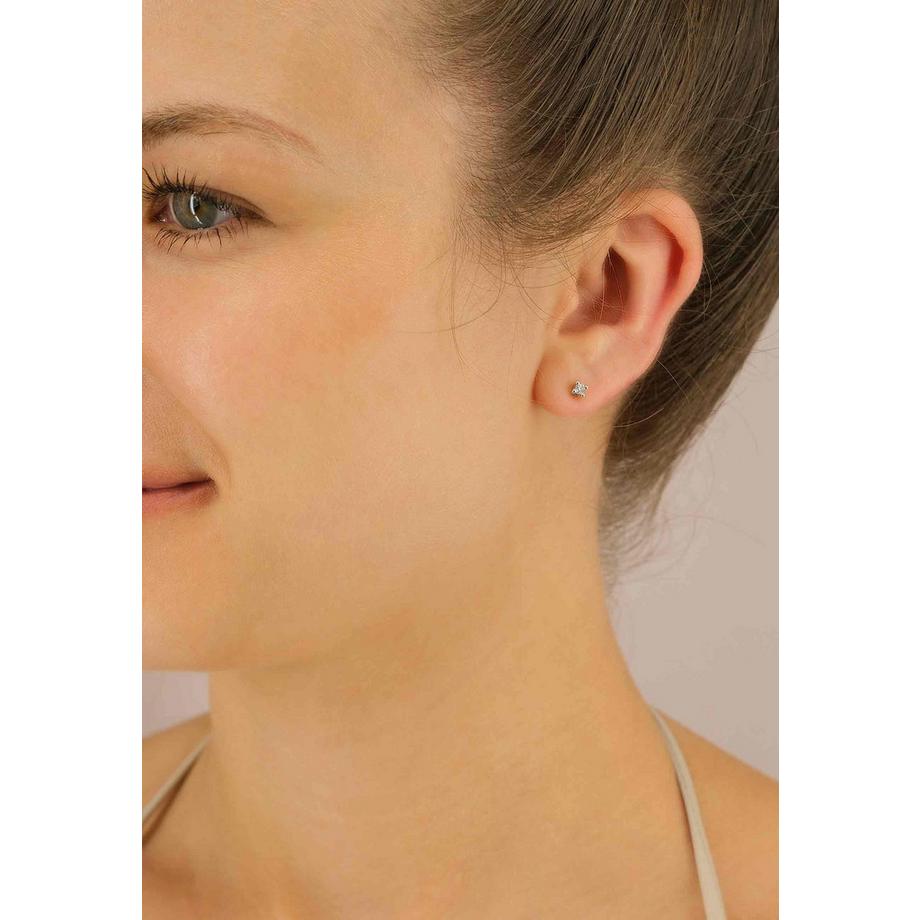 MUAU Schmuck  Solitär Ohrstecker 4-Griff-Fassung Weissgold 750 Brillanten 0.10ct. 3mm 