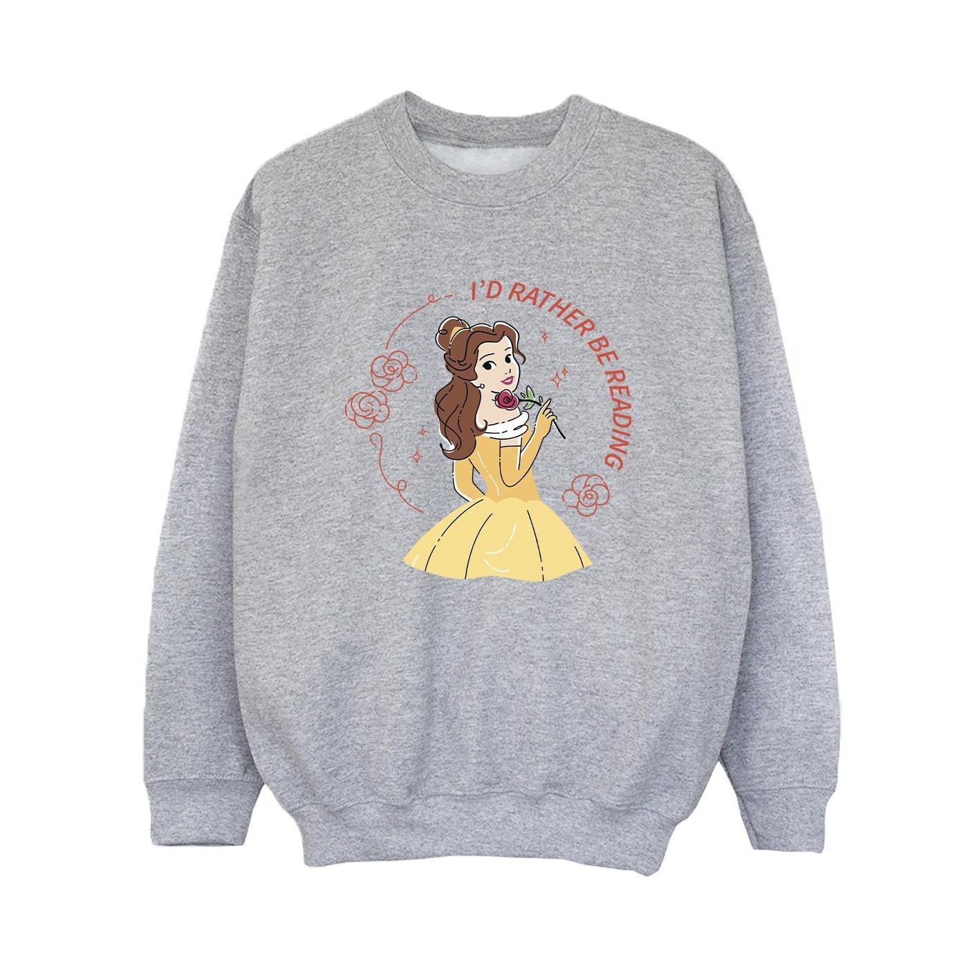 Image of Beauty And The Beast I'd Rather Be Reading Sweatshirt Unisex Grau 128