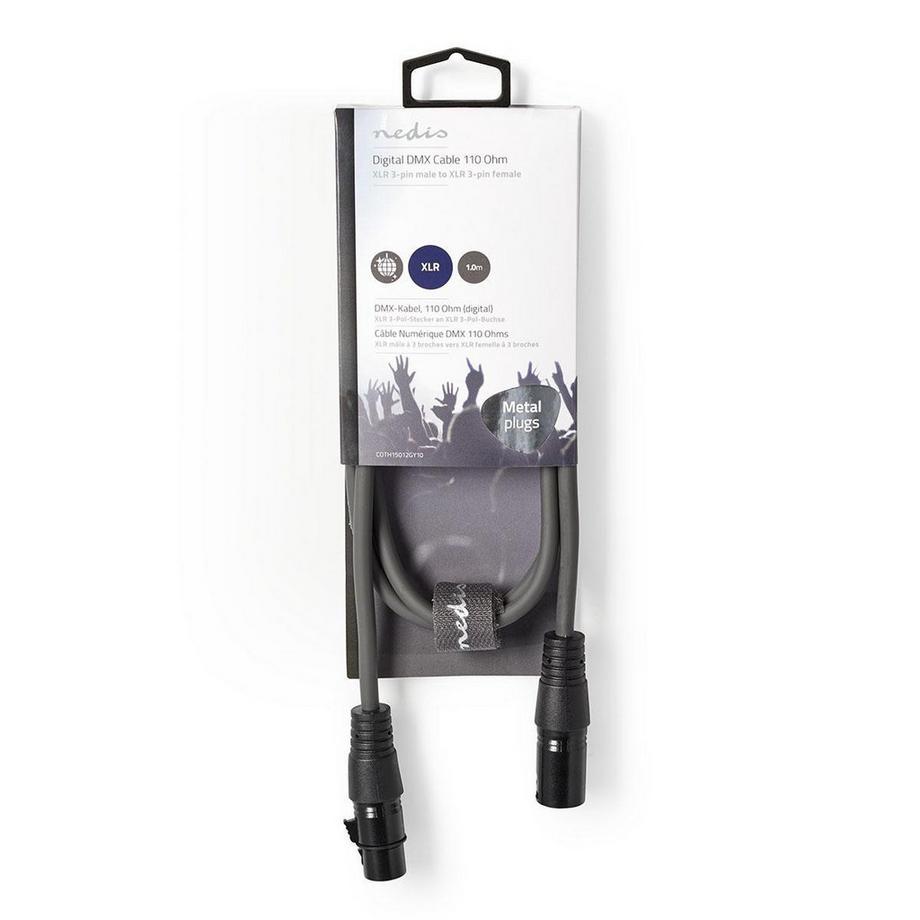 Nedis  Cavo adattatore DMX | XLR 3 pin maschio | XLR 3 pin femmina | Nichelato | 1,00 m | Rotondo | PVC | Grigio scuro | Custodia in cartone 