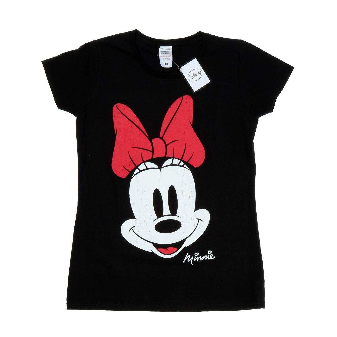 Image of Minnie Mouse Distressed Face Tshirt Damen Schwarz L