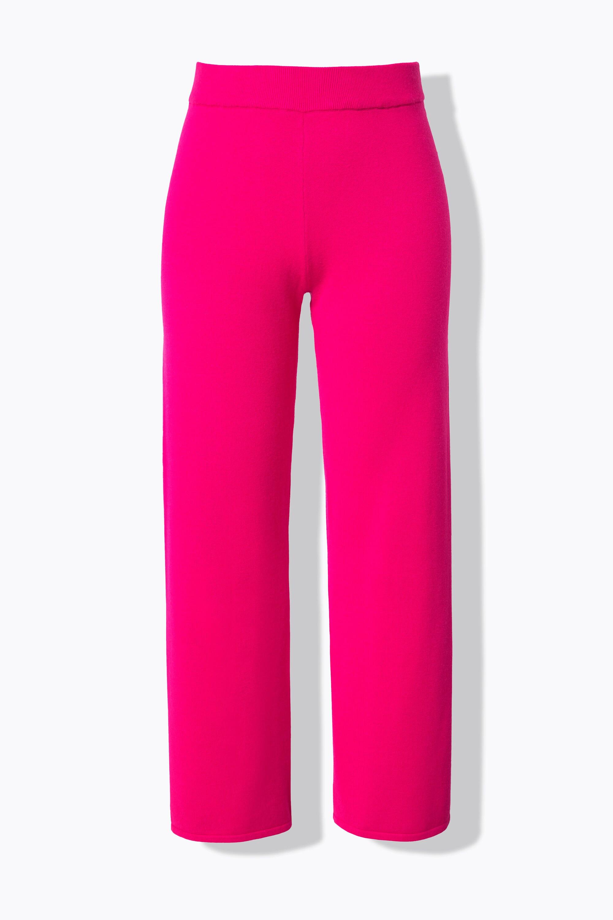 Ulla Popken  Pantalon en maille fine et indéformable, jambe large, taille élastique 