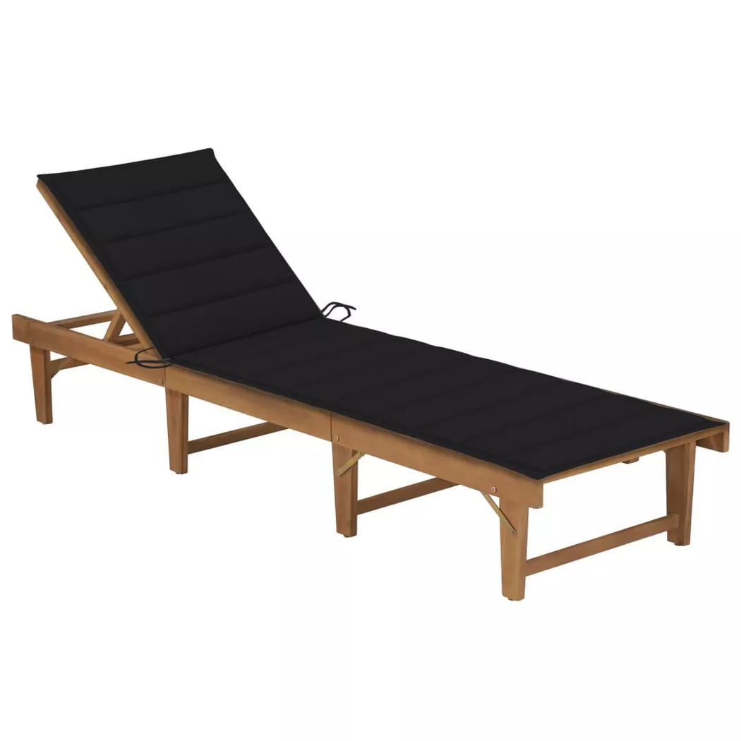 VidaXL - Chaise longue bois d'acacia, One Size, Noir