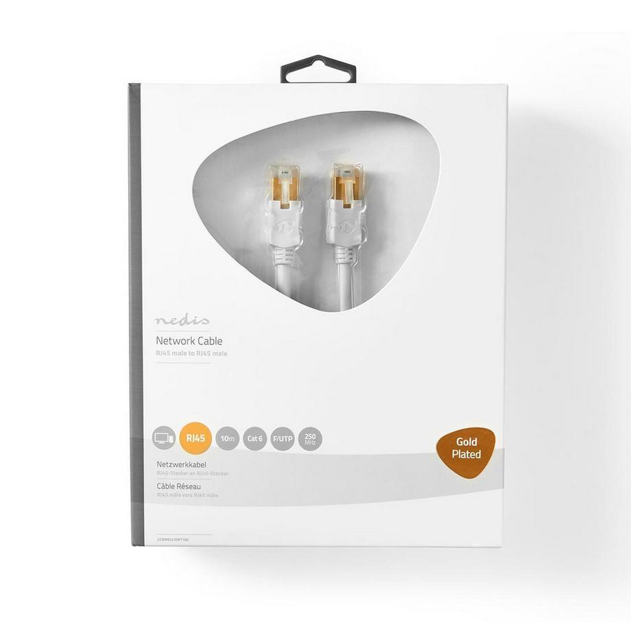 Nedis  Câble réseau CAT6 | RJ45 mâle | RJ45 mâle | F/UTP | 10.0 m | Rond | LSZH / PVC | Blanc | Boîte avec fenêtre 