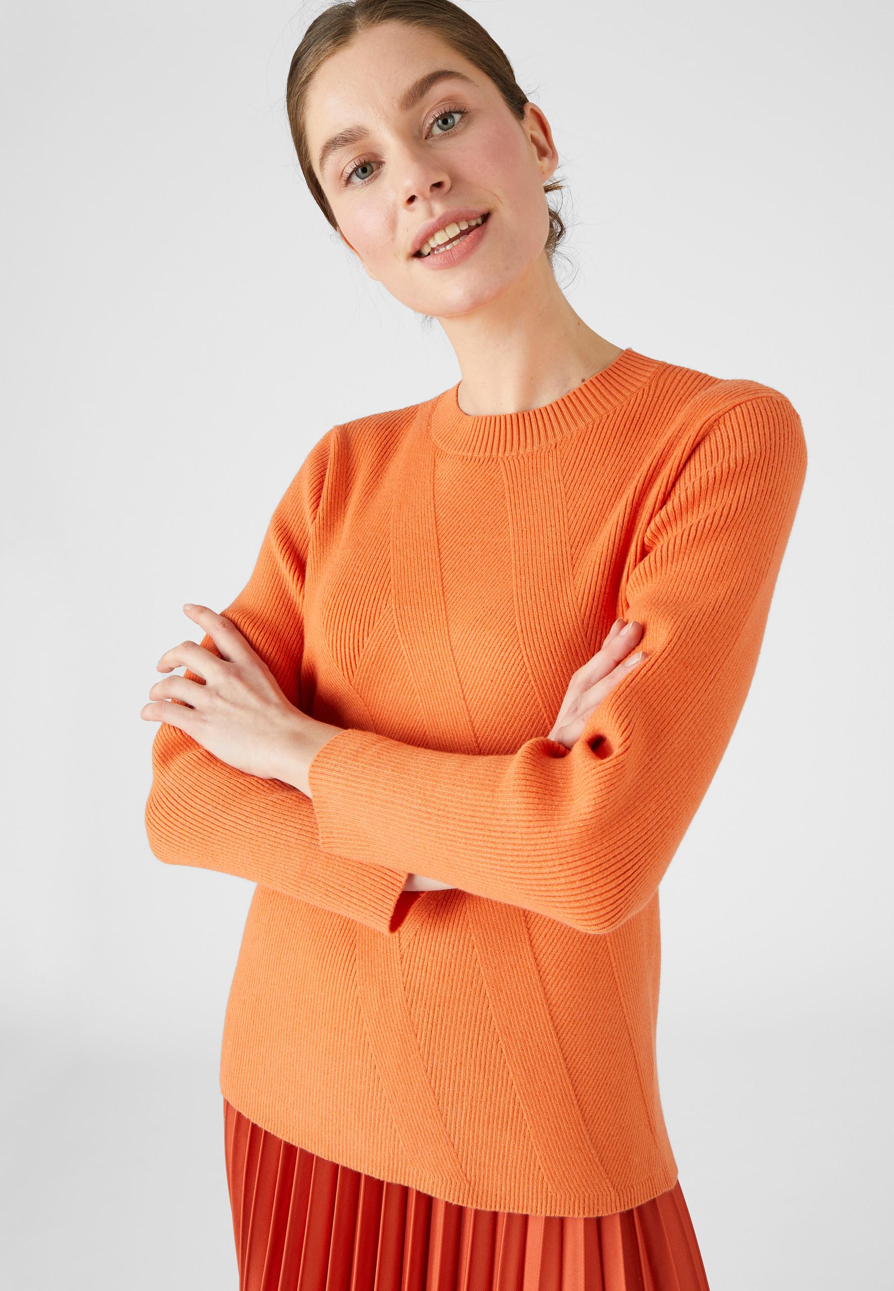 Image of Rippstrickpullover Mit Streifenmuster. Damen Orange 46/48