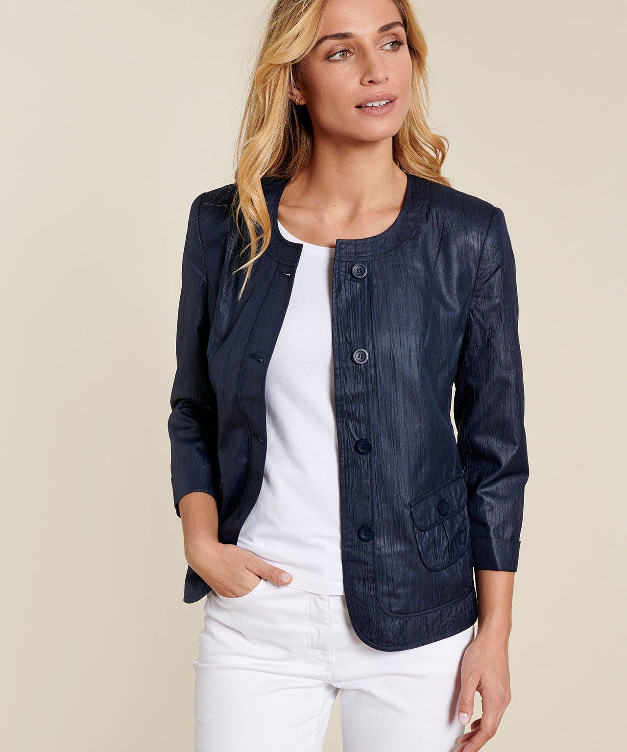 Image of Jacke In Knitteroptik. Unisex Blau 38