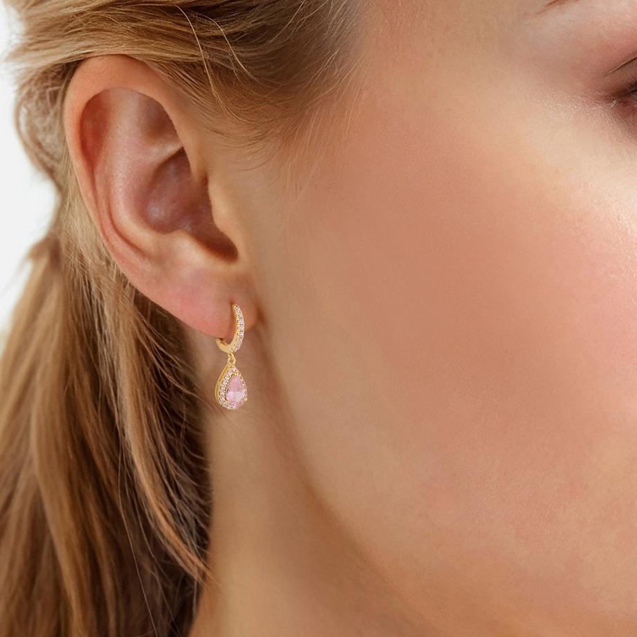 Glanzstücke München  Creolen Sterling Silber gelbgold Zirkonia pink 