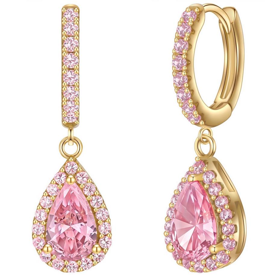 Creolen Sterling Silber gelbgold Zirkonia pink