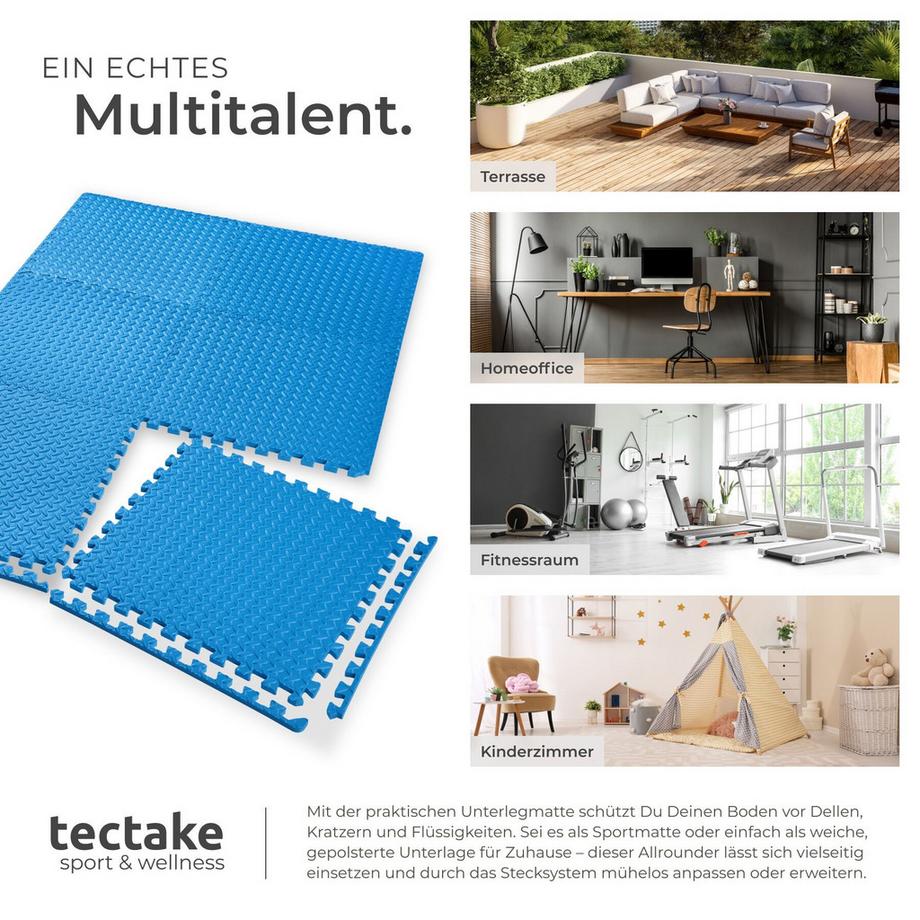 Tectake  Schutzmattenset  24-teilig mit 48 Randstücken je 61 x 61 cm 