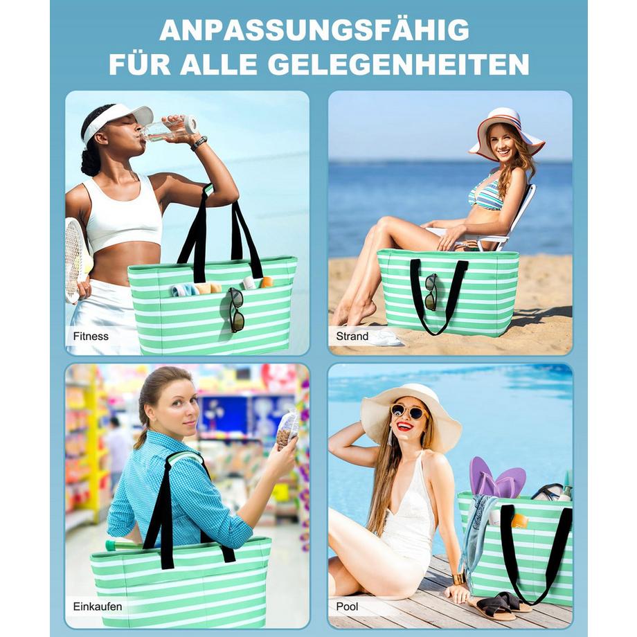Only-bags.store Grosse Strandtasche mit Reissverschluss wasserdicht sandfest Umhängetasche  
