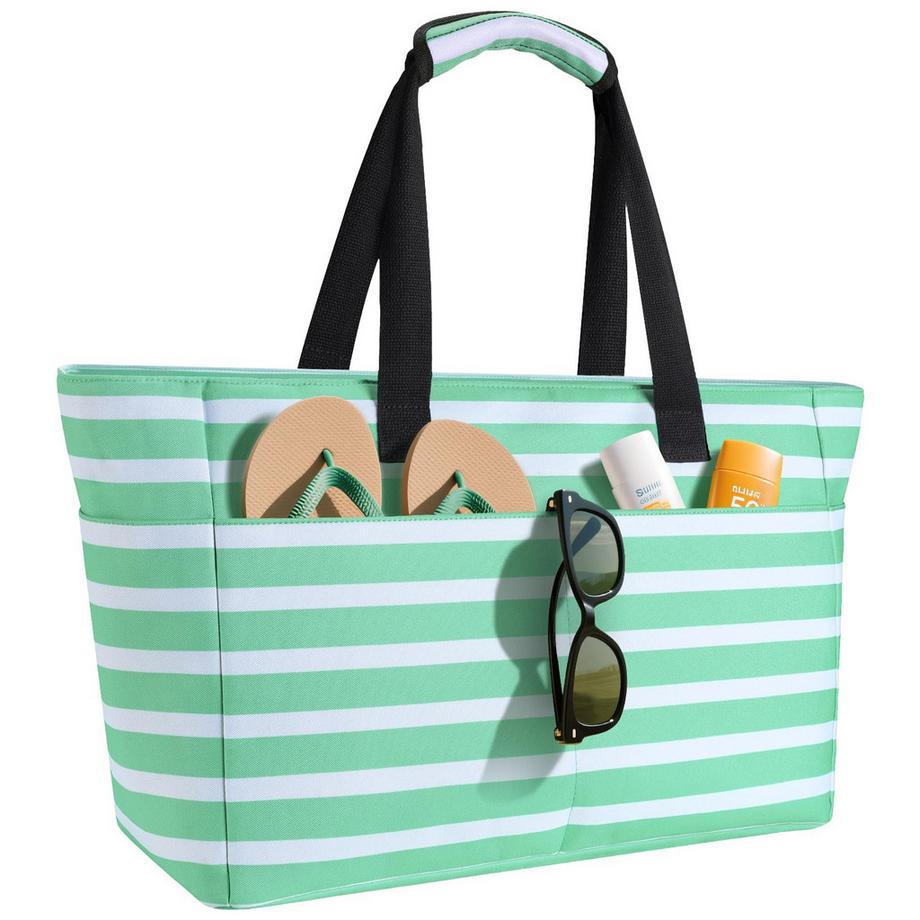 Große Strandtasche mit Reißverschluss, wasserdicht, sandfest, Umhängetasche