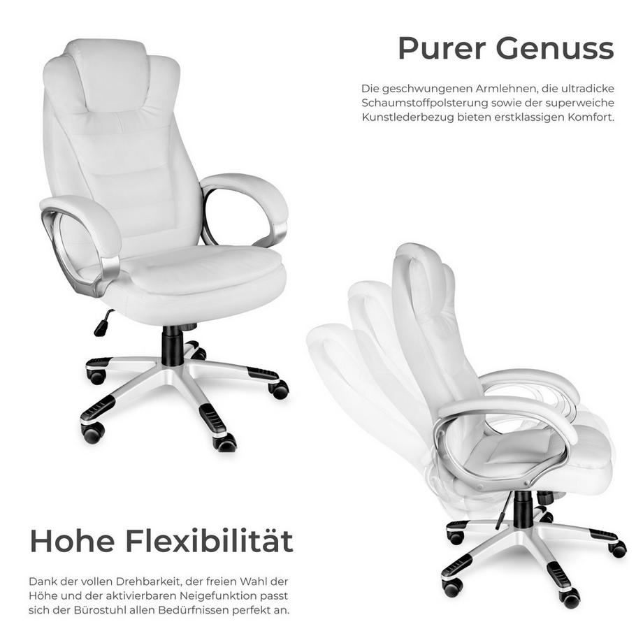 Tectake Bürostuhl Zulu 360° drehbar und stufenlos höhenverstellbar mit gepolsterten Armlehnen  