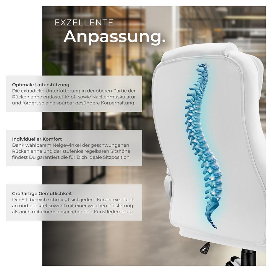 Tectake Bürostuhl Zulu 360° drehbar und stufenlos höhenverstellbar mit gepolsterten Armlehnen  