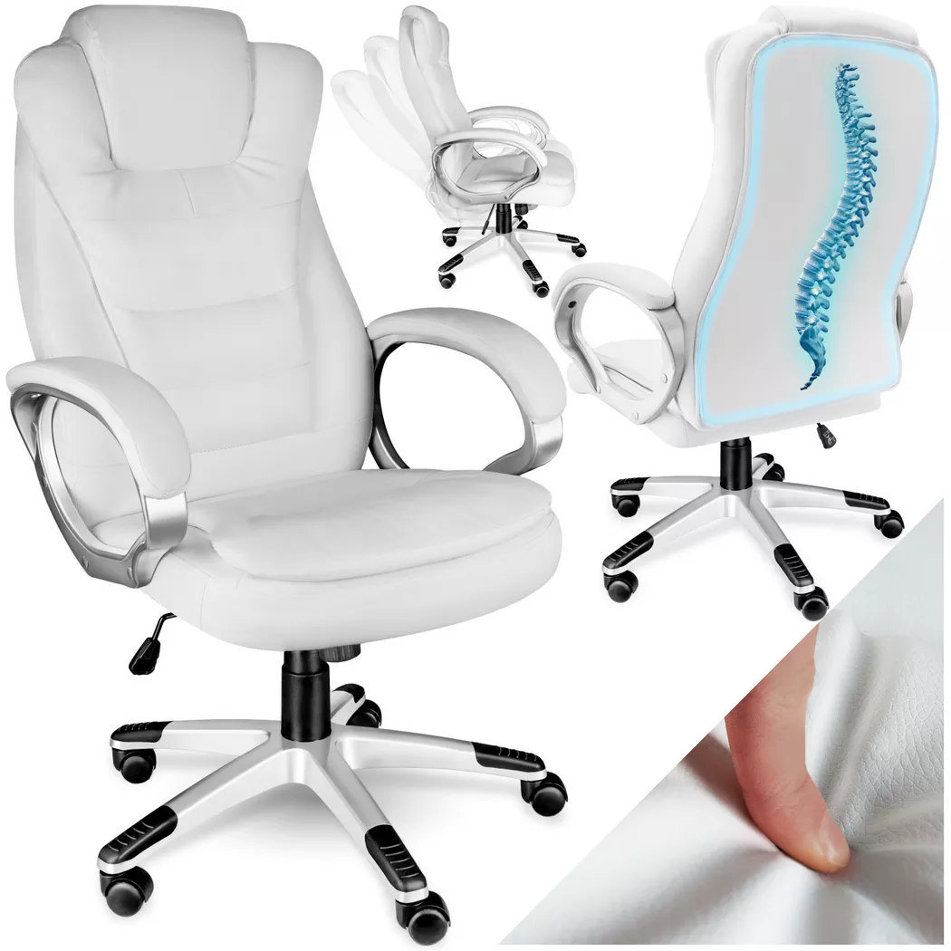 Tectake - Bürostuhl Zulu 360° drehbar und stufenlos höhenverstellbar ergonomische Form, 50 CM, Schneeweiss