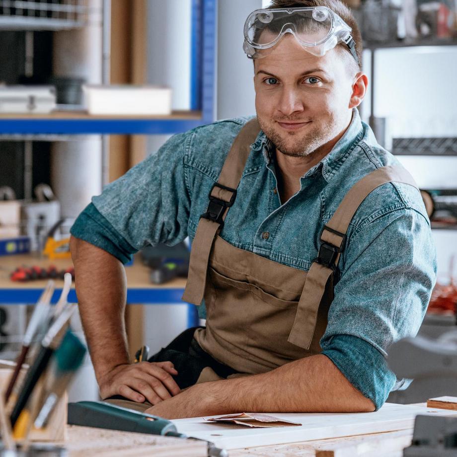 B2X Scaffale portaoggetti con banco da lavoro blu  