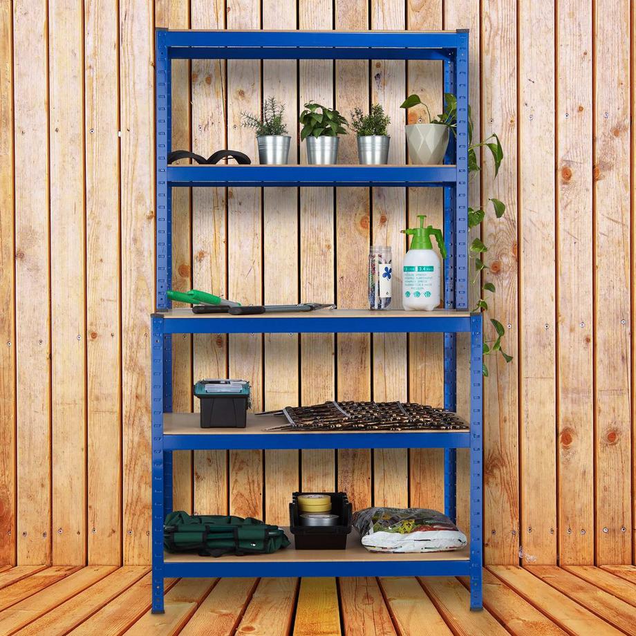 B2X Scaffale portaoggetti con banco da lavoro blu  