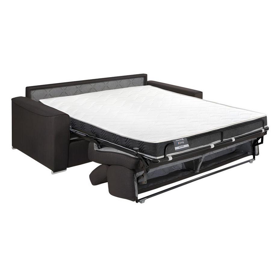 LINEA SOFA Canapé 3 places convertible express en tissu violet - couchage lattes larges 140 cm - Matelas 14 cm avec mémoire de forme VIZIR  