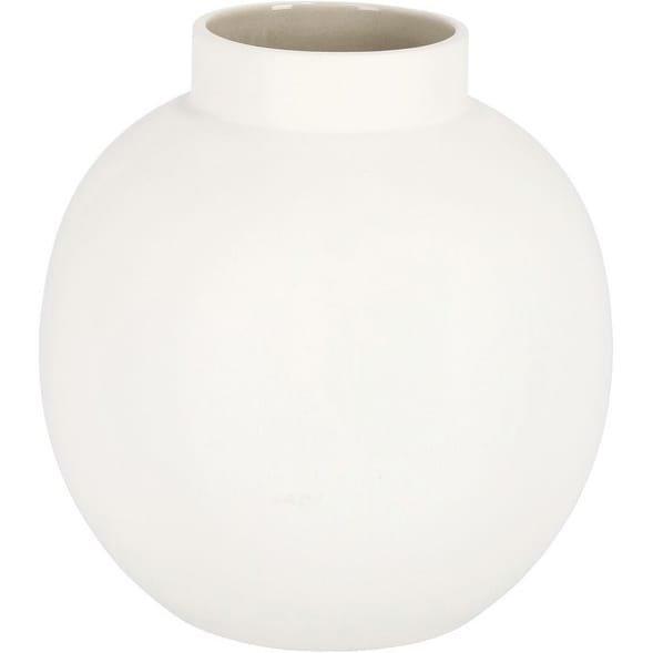 mutoni Vase Laque blanc taupe rond 22  